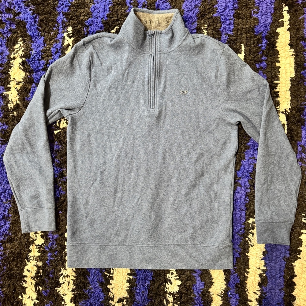 Vineyard Vines Men's Grey Quarter-Zip Sweater